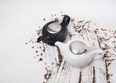 LONDON POTTERY Pebble Teapot with infuser for loose tea, stoneware, (2 Cup (500 ml), Light Blue Speckled)