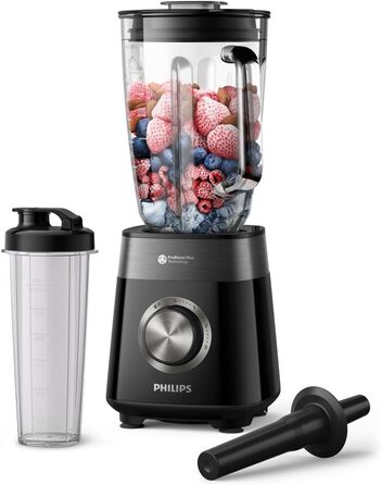 Philips 5000 Series Blender with Blend-and-go Containers - 1200 W. 2L maximum capacity. ProBlend Plus technology. Dishwasher-safe parts. Black (HR3031/00) 1200 Watts