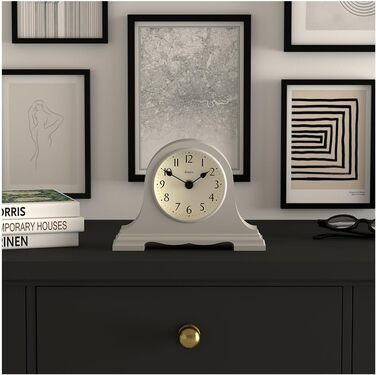 JONES CLOCKS® Speakeasy Table Clock | Classic Napoleon Hat Design | Gray | Contemporary classic style for desk, table, shelf, or bedside table