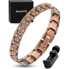 Браслет на руку чоловічий MagnetRX® з чистої міді – Магнітний браслет для чоловіків для магнітної терапії – Ідеально підходить при артриті та синдромі зап'ястного каналу – Включає інструмент для регулювання довжини (Leo Style) Leo Style Men Copper