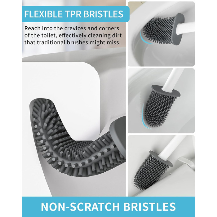 Набір щітки для унітазу та тримача MR.SlGA, настінний монтаж, компактний дизайн, білий, 2 шт.