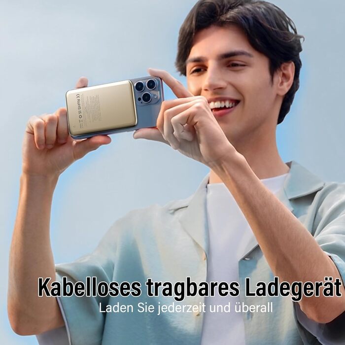 Power Bank MagSafe 5000mAh 20W PD з бездротовою зарядкою, USB-C, для iPhone 16/15/14/13/12 (Золотий)