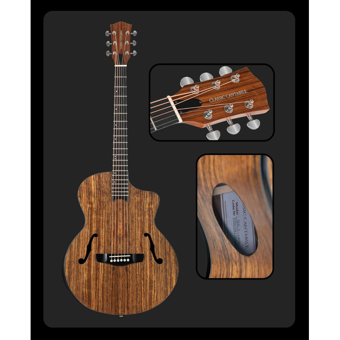 Акустична гітара Classic Cantabile SHG-2WN LaBelle Westerngitarre - гітара з бічним звуковим отвором та підлокітником, корпус з горіха, гриф з чорного дерева/Окуме, вінтажний дизайн