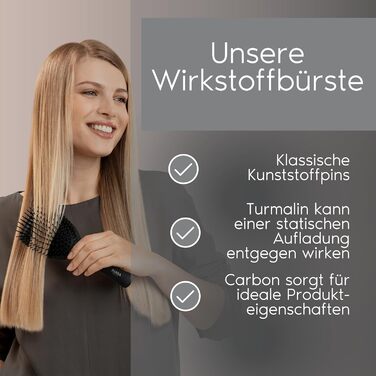 Пензлик для волосся PARSA Beauty Professional з активними компонентами – для випрямлення та догляду за волоссям. Підходить для кучерявого та довгого волосся. Carbon + Turmalin