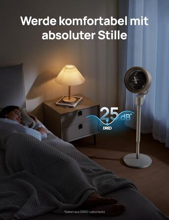 Вентилятор Dreo Leiser: турецький, з дистанційним керуванням, 1444 м³/год, осциляція, таймер 6 годин, функція ароматерапії, сірий