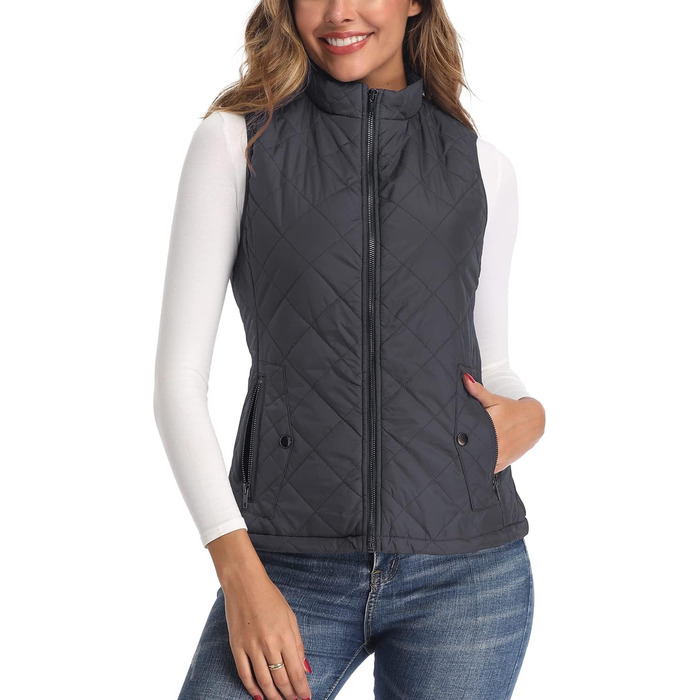 Жіноча легка куртка Longking з блискавкою, вологовідштовхуюча, для активного відпочинку (S, темно-сірий)