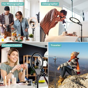 Ring Light UBeesize з штативом 10 дюймів: світло для селфі, відео та макіяжу з Bluetooth-пультом
