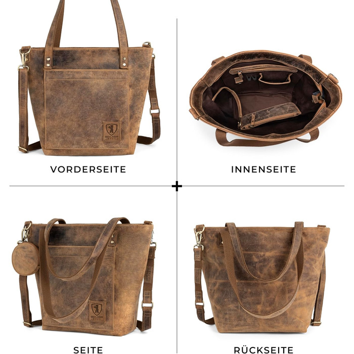 Сумка через плече Berliner Bags Verona Vintage з натуральної шкіри (Волоський горіх) - велика жіноча сумка-шопер з YKK-застібкою