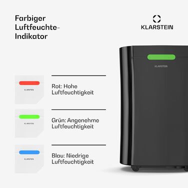Електричний осушувач Klarstein AeroDry Smart 12 л - 12 л/день, Wi-Fi, керування через додаток/Alexa, LED дисплей, фільтр вугілля, для приміщень до 18 м²