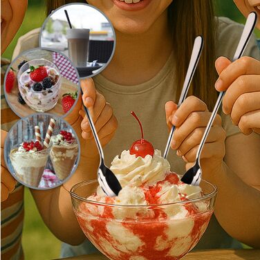 Набір з 12 ложок для напоїв з нержавіючої сталі COM-FOUR® - ложки для лате макіато, коктейлі, десерти (20-20.5 см)