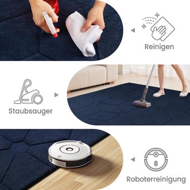 Килим для вітальні та дитячої кімнати, сірий, миючий, короткий ворс, з антиковзаючою основою, 140x200 см (темно-синій)