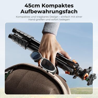 Штатив для камери та смартфона K&F Concept A305A1, 187 см, трипод з регулюванням висоти, алюміній