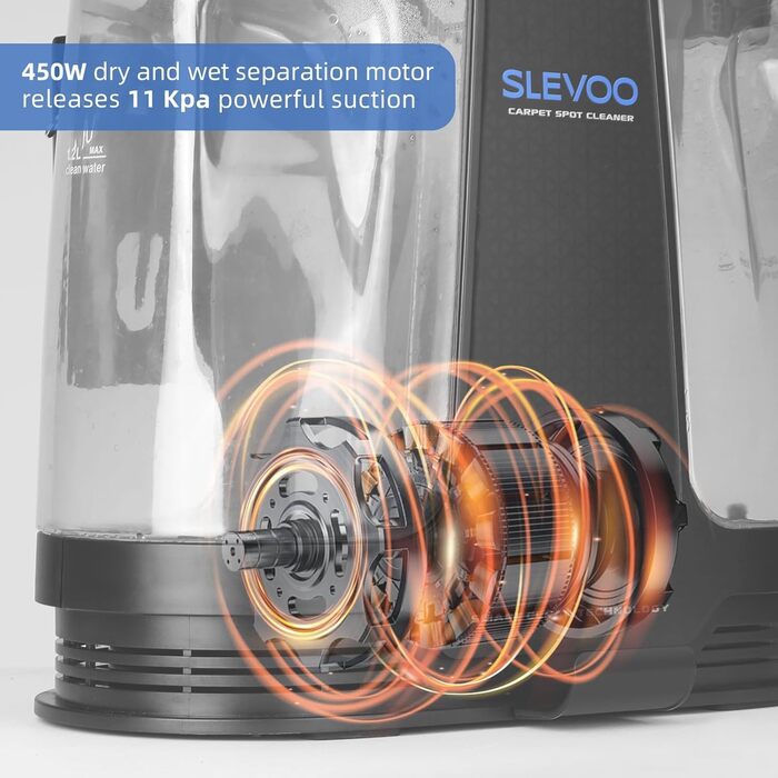 Пристрій для чищення м'яких меблів Slevoo 450W: мокрий/сухий пилосос з миючим засобом для килимів, диванів, меблів та авто