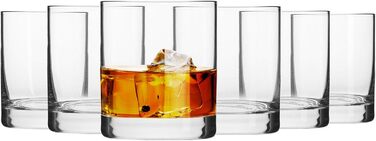 Krosno Whisky Glasses Tumbler | Set of 6 | 300 ML | Blended Collection | Perfect for Home, Restaurants, and Parties | Dishwasher Safe