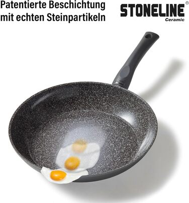 STONELINE набір керамічних сковорідок 3 шт. 20/24/28 см, індукція, антипригарне покриття з кам'яними частинками, без PFAS, для всіх плит і духовки