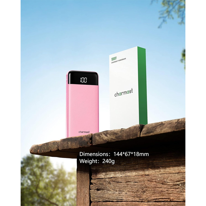 Power Bank Charmast 10000mAh з 6 виходами, USB-C, LED-дисплеєм, 4 кабелями, для iPhone, Huawei, Samsung