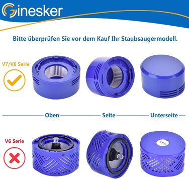 Фільтри для пилососа Dyson V7 V8: комплект 2 HEPA-фільтри після двигуна та 2 попередні фільтри. Оригінальні DY-96566101, DY-96747801