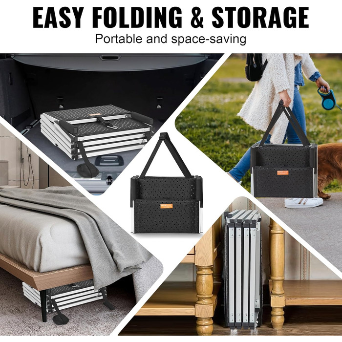 Сходинка для собак VEVOR у автомобіль: 5 сходинок, широка, складна, з антиковзким покриттям, легка алюмінієва, для авто, SUV та вантажівок (61-65 см)