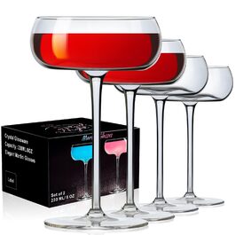 Набір келихів для Мартіні ParaCity 240 мл (4 шт), кришталеві келихи для коктейлів, шампанського, текіли, святкування