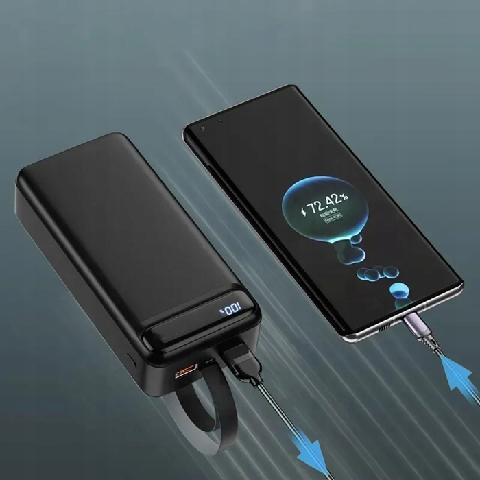 Потужний павербанк 50000 мАг, чорний, 3 USB-порти — для телефонів та планшетів