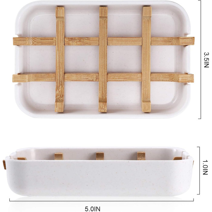 Сумка для мила з бамбука та дерева Fufengz з дренажем для ванної кімнати, чорна