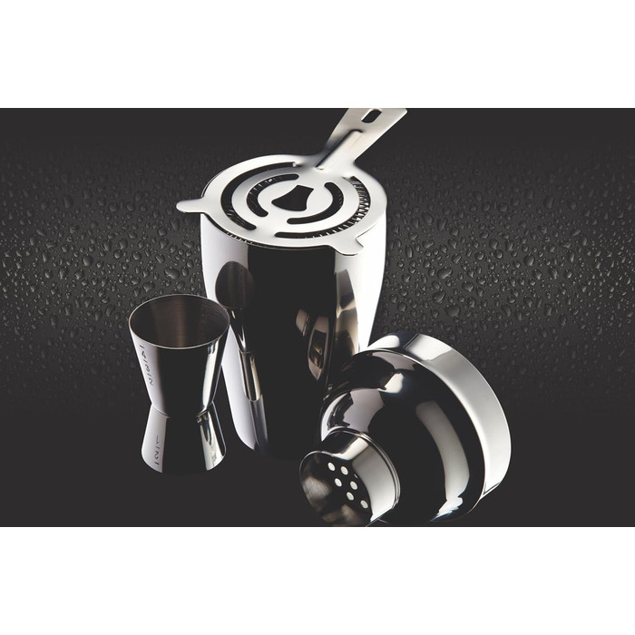 BAR CRAFT Stainless Steel 3 Piece Cocktail Set, Silver Stainless Steel, 12 x 17 x 22 cm, 3 Units