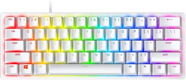 Клавіатура Razer Huntsman Mini (Red Switch) - Компактна ігрова клавіатура 60% (Lineare оптичні перемикачі, Doubleshot PBT-клавіші, знімний USB-C кабель) QWERTY US-розкладка | Mercury White Huntsman Mini Mercury Ed. QWERTY US-розкладка Red Linear Switch