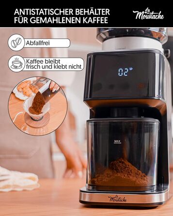 Електрична кавомолка та подрібнювач спецій La Moustache GrindMaster Silver BD-CG018, 165W, нержавіюча сталь, 350г