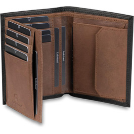 iClassy High-Quality Wallet - Handmade Genuine Leather Wallet, Double-Stitched Portemonnaie (Card Holder) with Coin Pocket and Space for 13 Cards + 1 See-Through Pocket - Gift | (Black/Brown)