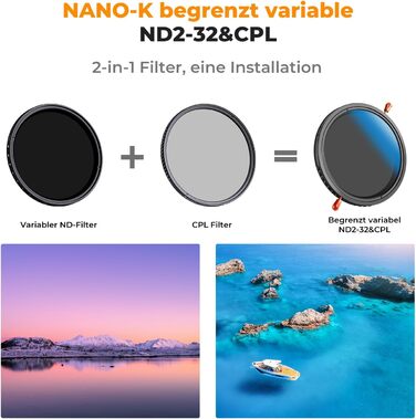 Фільтр K&F Concept Nano-K Serie 2-в-1: ND та CPL (82mm)