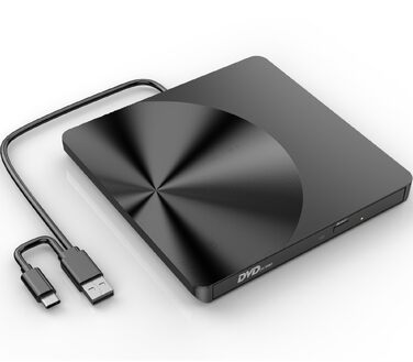 Зовнішній CD/DVD-привід USB 3.0, портативний DVD-RW записувач для ноутбука, ПК, MacBook Pro (Windows, Linux, macOS)