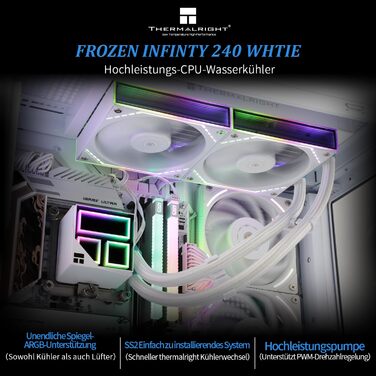 Thermalright Frozen Infinity 240 WHITE - Система водяного охолодження CPU з 3 вентиляторами PWM (2000 об/хв) для AM4/AM5/LGA115X/2011/1700/1851