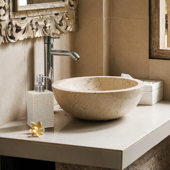 Relaxdays Soap Dispenser, Stone-Look, Square