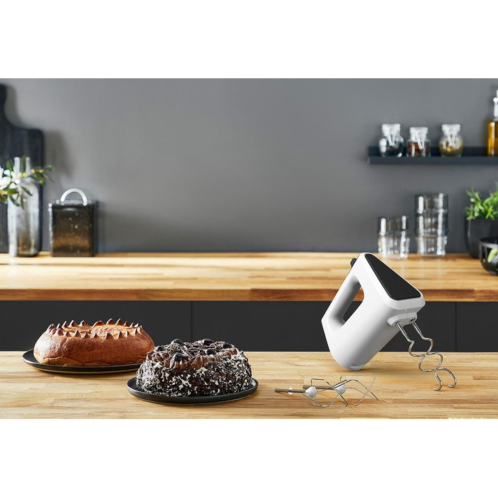 Міксер ручний Krups 3 Mix 4000, 450 Вт, білий/сірий, з 2 наборами насадок (венчики та гаки)