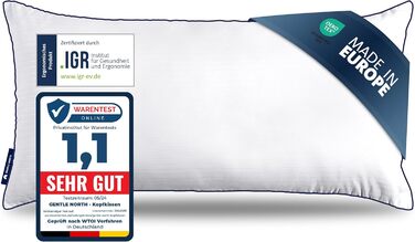 Gentle North High-Quality Pillows (40x80 cm size) - Hotel-quality, fluffy, well-filled pillows suitable for allergy sufferers (Ökotex 100 certified) - Washable at 60°C 1x | 40x80