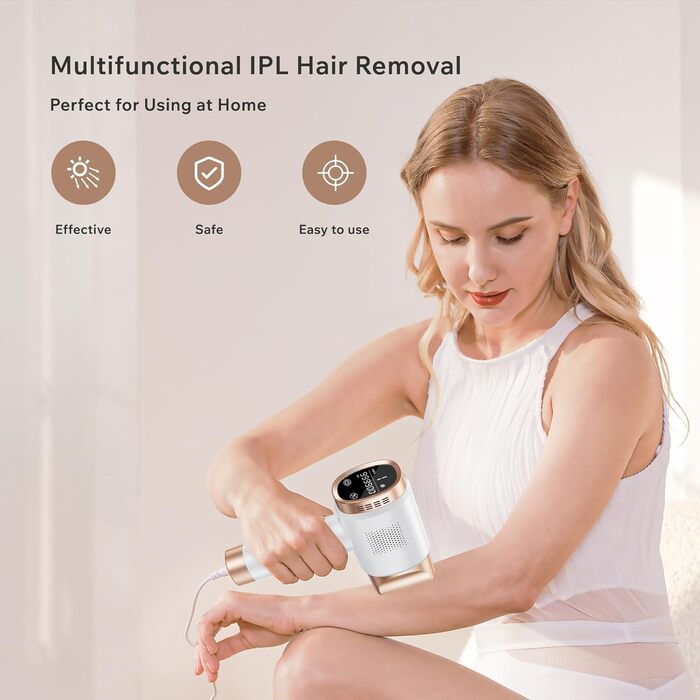 Пристрій для епіляції IPL Blissky з охолодженням, лазерний епілятор з 9 рівнями потужності, 600 нм червоне світло, LCD-сенсорний екран, для жінок та чоловіків, обличчя, бікіні, тіло