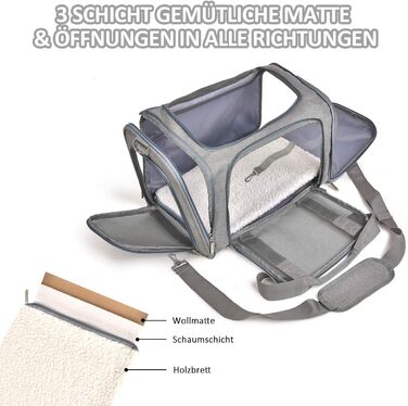 Транспортна сумка для кота та собаки, складана переноска для домашніх тварин середнього розміру (51 x 33 x 33 см, сіра)