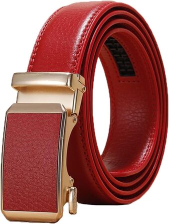 Чоловічий/Жіночий шкіряний ремінь, повсякденний, регульований, автоматична пряжка, ширина 3,0 см, кольоровий декоративний ремінь Білий (Червоний, 125x3 см)