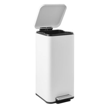 Сміттєвий відер з педаллю та кришкою Softclose hjh OFFICE CLEAN Slim, сталевий вузький кошик для сміття з внутрішнім відром, 30л, білий