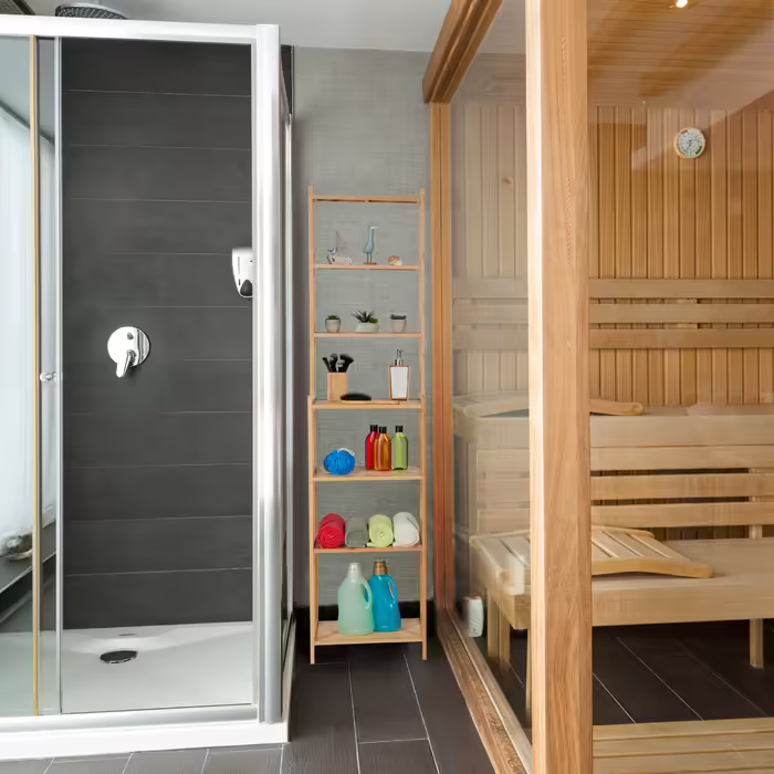 Relaxdays Tall Bamboo Bathroom Shelf