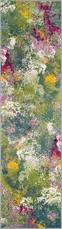 Килим SAFAVIEH Abstrakt для вітальні, їдальні, спальні - Watercolor Collection, короткий ворс, зелений та фуксія, 201 x 274 см