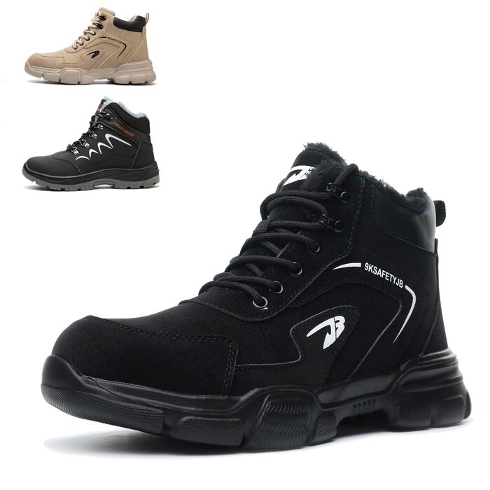 Черевики безпеки для чоловіків та жінок, водонепроникні зимові утеплені черевики з металевим носком, чорні, розмір 43 EU