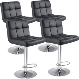 DUMOS Modern Adjustable Bar Stools 2-Pack - Metal Legs, Kitchen & Bar Height - White & Dark Black