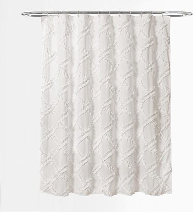 Штора для душу Lush Decor, стиль шабі-шик, дизайн у сільському стилі, 182,9 x 182,9 см, слонова кістка/світло-жовтий (білий)