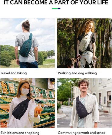 Чоловіча/Жіноча сумка через плече Waterfly - Messenger Bag Crossbody для спорту, подорожей, велоїзди та туризму (Чорна)