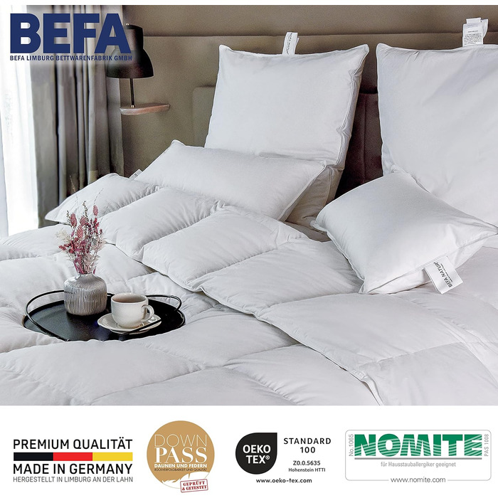 Зимова ковдра BEFA NATUR 240x220 см, 60% пуху, 40% пера, для алергіків, сертифікат Öko-Tex 100, Downpass, Німеччина