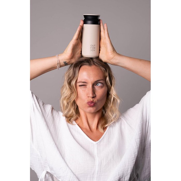 Термокружка з нержавіючої сталі 350 мл | Термокружка для кави та чаю з собою | З подвійними стінками, ізольована, не протікає | Travel Tumbler | Зберігає тепло 4 години / холод 8 годин (Бежевий, Ivory)