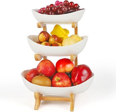 Багатоярусна фруктова тарілка з кераміки - 3 яруси. Організатор для кухні, підставка для фруктів та овочів, декор.