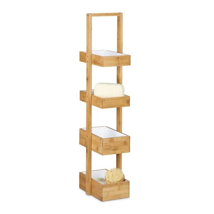 Relaxdays Bamboo Bathroom Shelf with 4 Shelves