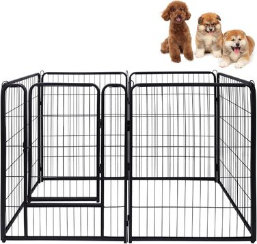 Набір вольєрів для собак SUBTLETY (6 шт.) з дверима та ґрунтовими анкерами. Freilaufgehege, загородження для собак, вольєр для цуценят, портативний вольєр для тварин, для саду та кемпінгу. Стійкий до погодних умов.